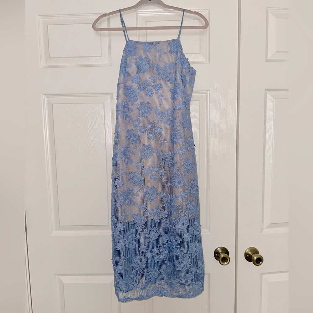 Corey Lynn Calter Blue Lace Dress